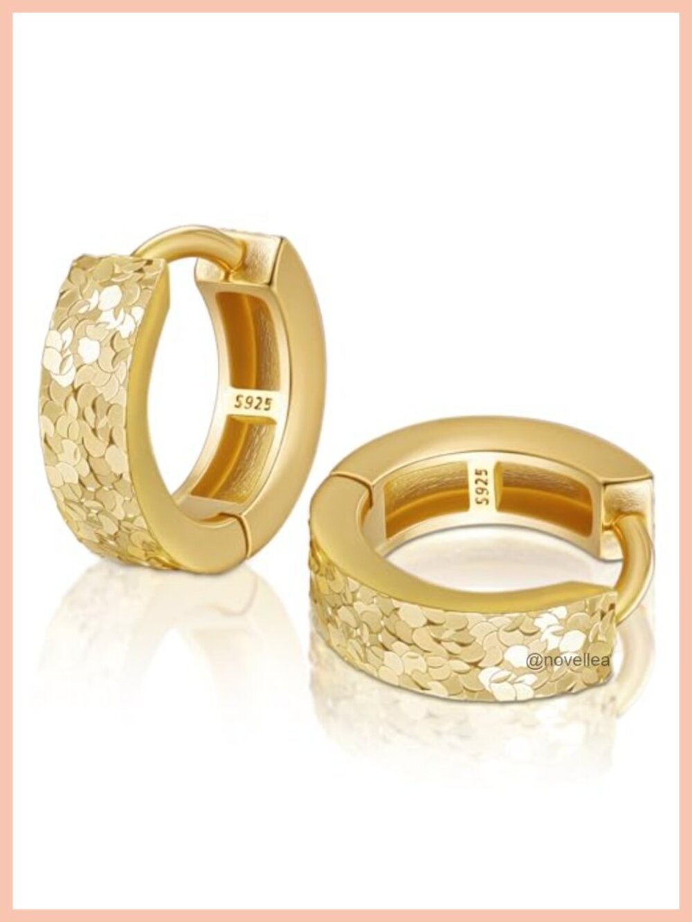 18mm Gold Huggie Hoop Earrings 925 Sterling Silver Gold Plated Lightweight